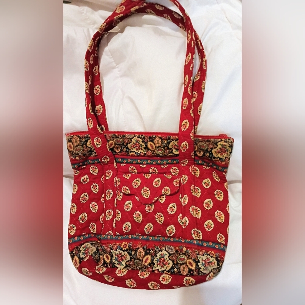 Vera Bradley Vintage Quilted Red Shoulder Bag New